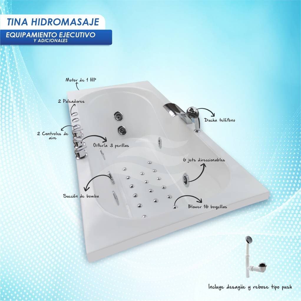 Tina Hidromasaje Rectangular - ZEUS 170*75